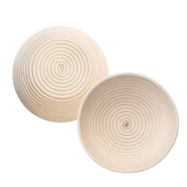 Rund flettet kurv til fermentering af brød, landbrød, bolle, hævekurv, bagerkurv med klædeovertræk, 1 stk. 25 * 8 cm