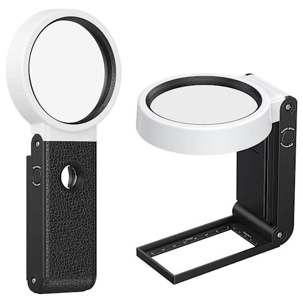Forstørrelsesglas med LED-lys, stående, 25x 8x håndholdt foldbar lup, splinterfri forstørrelsesglas, hænder fri