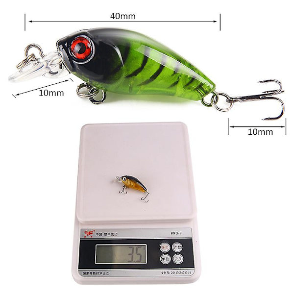 Fiskedrag, 2 st hårda plastbete fiskekrokar 3d konstgjorda fiskdrag, Wobbler konstbete 4,5 cm（9 st）