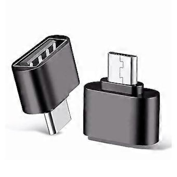 Snabb USB 2.0 A till MicroUSB Typ C-omvandlare 480 Mbps Dataöverföring Stöder OTG-funktion för Olika Enheter Svart Black