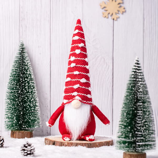 Grå og rød nisse julepynt, par 32 cm, julepynt