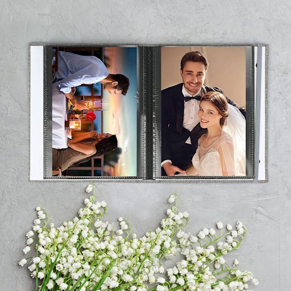 Indsæt fotoalbum med 52 fotos, fotoalbum 2 pakker med små mini fotoalbum i linned