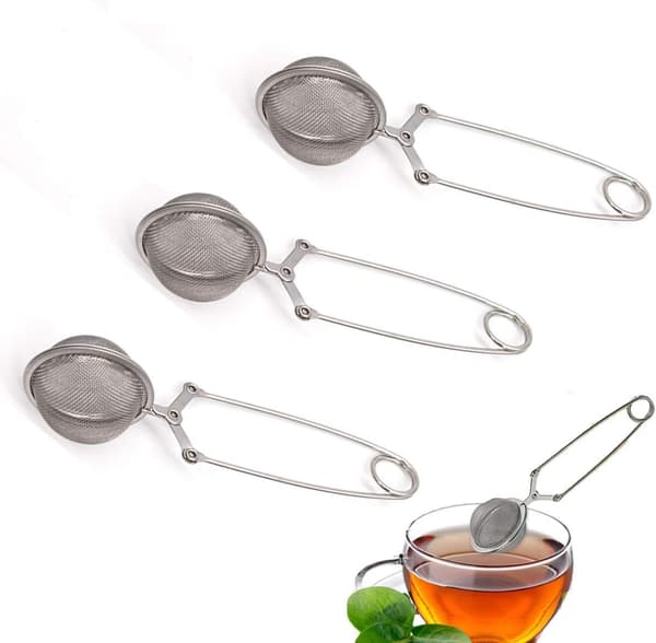 3 stk. teinfuser i rustfrit stål, tesi, kugleformet