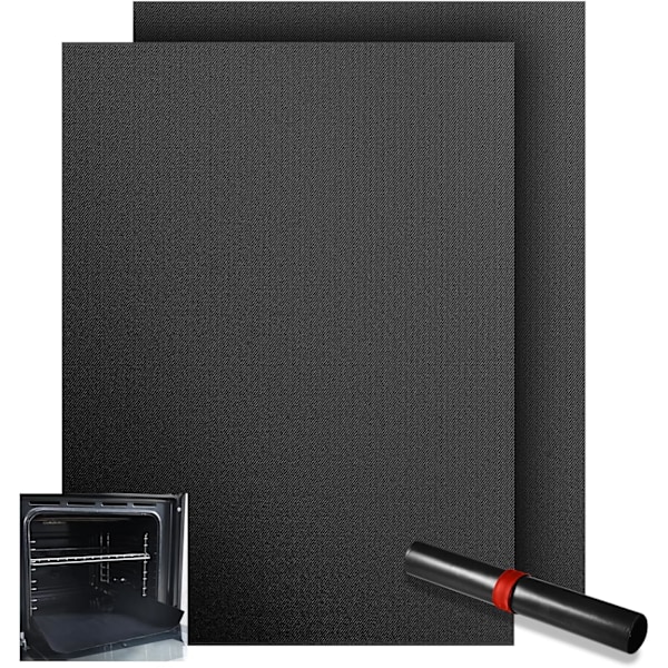 2 stycken universal ugnfoder 40x60cm, nonstick tjockt ugnfoder, lämpligt för ugnens botten, hemmakökstillbehör, svart