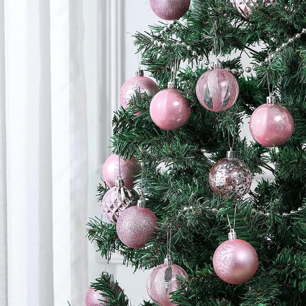 (Pink) 24 stk. 3CM Julekugler, Julepynt, Uknuselig