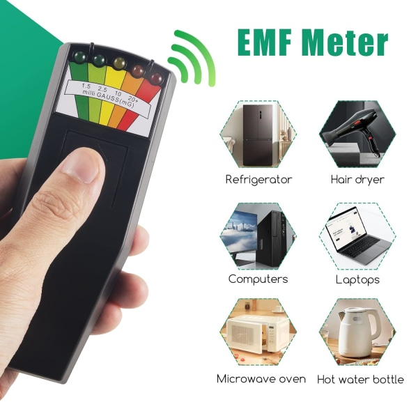 5 LED EMF-strålningsdetektor, strålningsmätare K2, grå