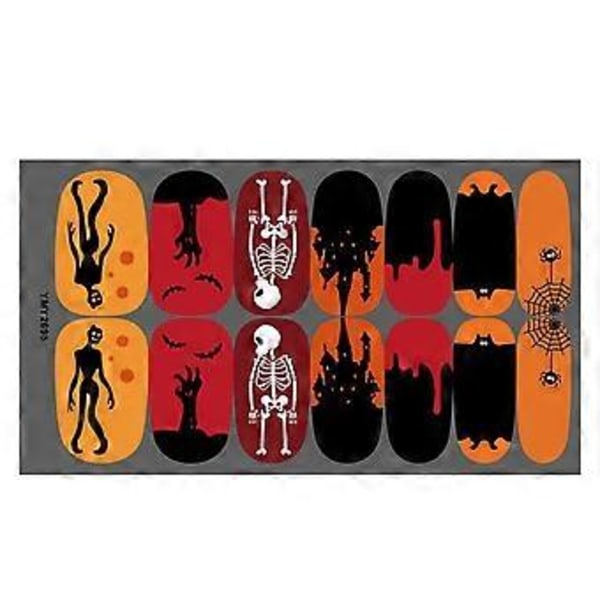 Halloween Nagelkonst Klistermärke Pumpa Dödskalle Fladdermus DIY Set Nagelsmycken