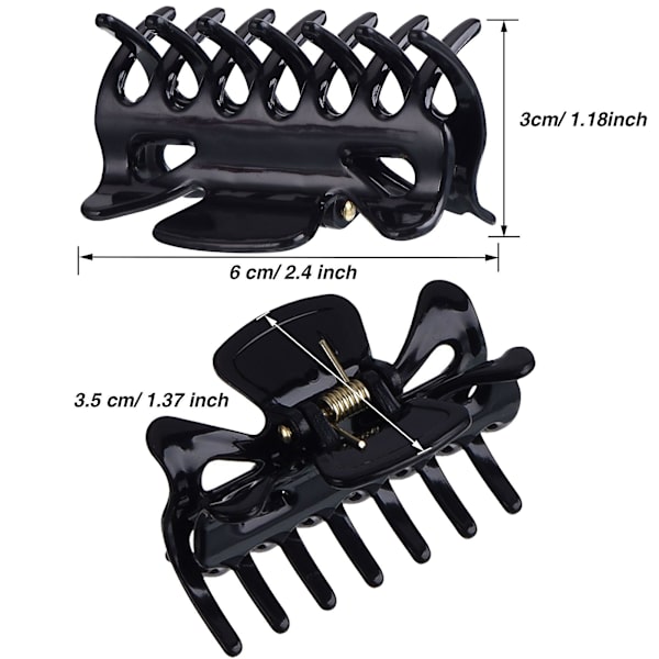 6 kappaletta muovisia hiuspidikkeitä, naisten hiuspidikkeet, hiuspidikkeet (s, musta)
