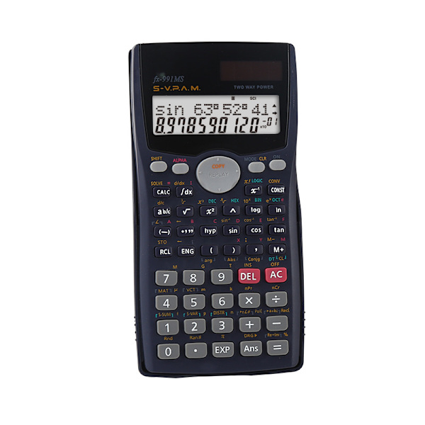 Sort Videnskabelig Lommeregner 240 Matematiske Funktioner og 2 Funktioner - Stor Skærm