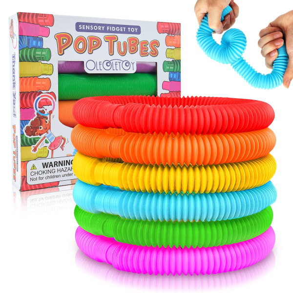 Sensory Stretch Tubes Färgglada Party Favor Pop Tubes Fidget Toy med roligt popljud, kreativ pedagogisk pipe för 3 år gammal