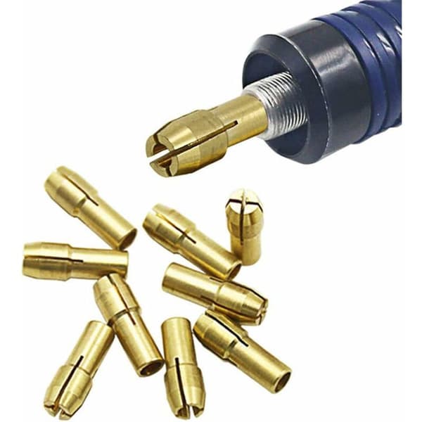 10 stk. messingpatroner borepatroner 0,5-3,2 mm tilbehør til Dremel