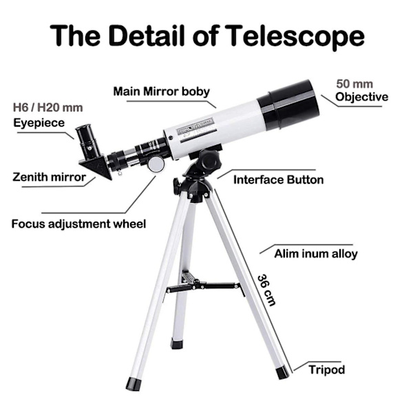 Astronomiskt teleskop Zoom 90x Hd Bärbar Monokulär Teleskop Utomhus Rymden
