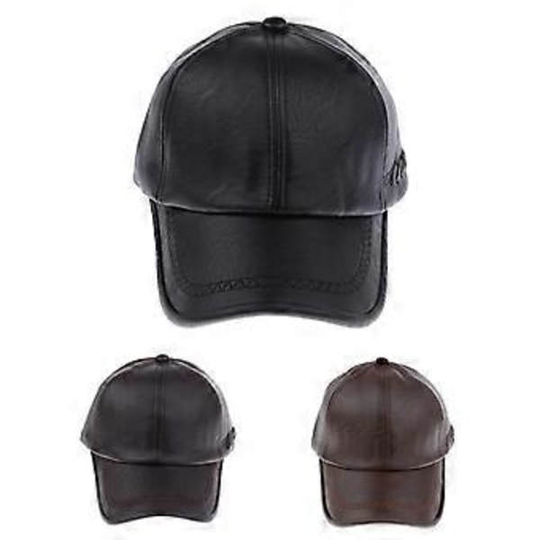 Herre Baseball Casual Kasket Justerbar Pu Golf Sport Udendørs Hatte (Style 2-Sort)