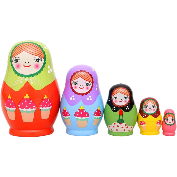 5 stk. Håndlavede russiske trædukker Matryoshka dukker - Sta