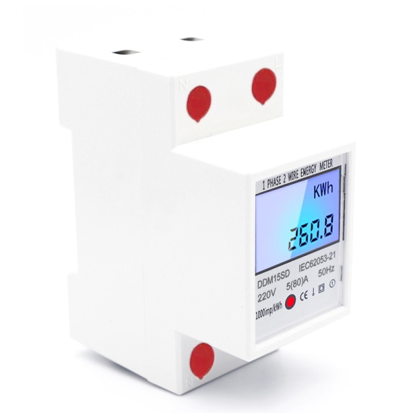 1PC Electric Energy Meter, Power Consumption Monitor, 5-80A 220V