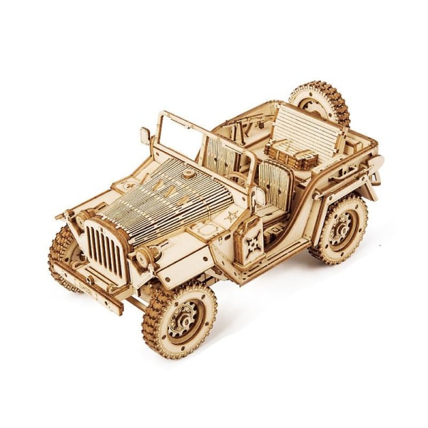 Mekanisk utrustning 3d träpussel hantverksleksak, present till vuxna hennes honom ålder 14+, gör-det-själv-modellbyggsatser (jeep)