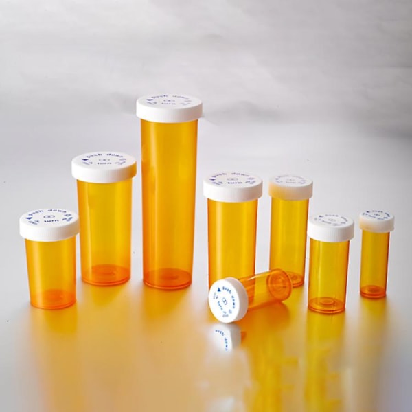 Medicinpillerflaskor av plast med barnsäkra kapsyler Receptbelagd flaska medicinbehållare Pillerflaska