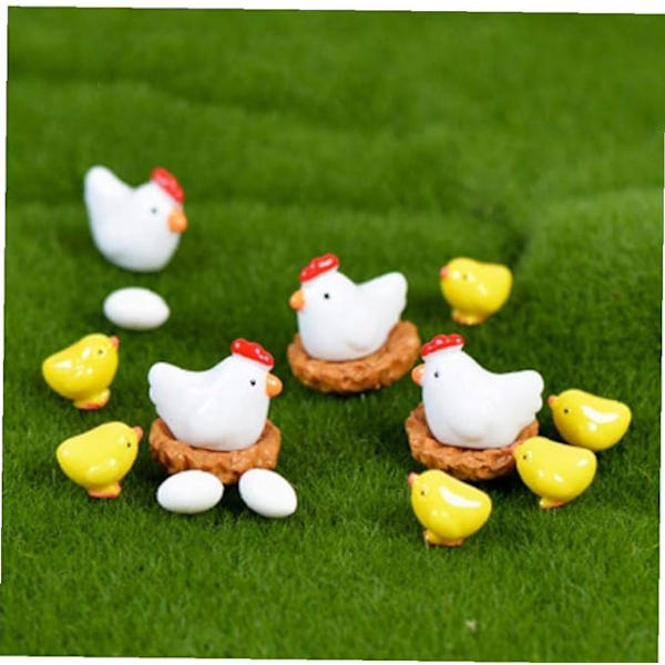 13 stk Hønsekylling Egg Nest Liten Beite Statue Figur Mi