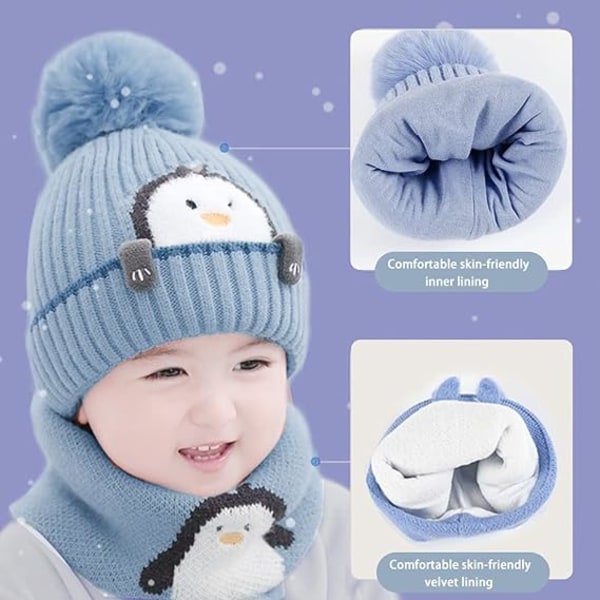 Vinter skjerf for gutter og jenter, vinter strikket lue, varme skjerf og