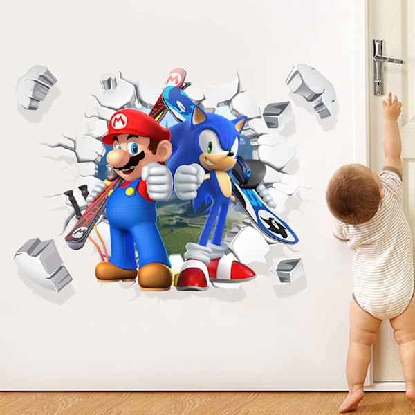 Mario seinä tarra, tapetti, PVC huoneen sisustus, 60*43cm