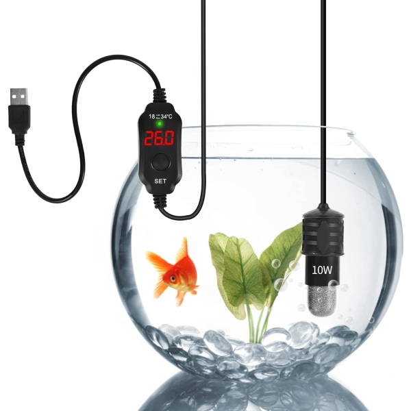 USB -käyttöinen upotettava akvaariolämmitin, 10W/5V/2A-sovitin, mini