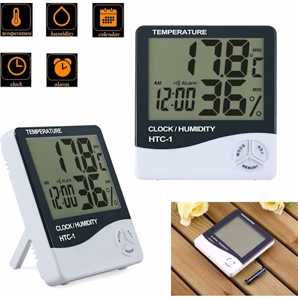 1 st vit paket LCD digital hygrometer termometer temperatur