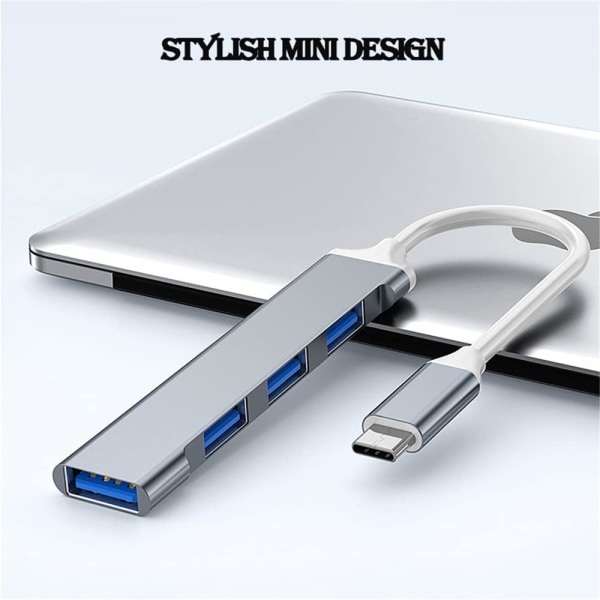 4-port USB 3.0 Hub - Højhastigheds Type-C USB Hub 5 Gbps Splitter til