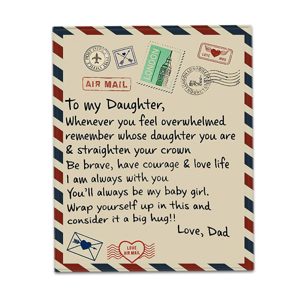 Fleecefilt, till min dotter printed täcken, pappa till dotterns flygpost Uppmuntra citat Flanellfilt（140*180CM）