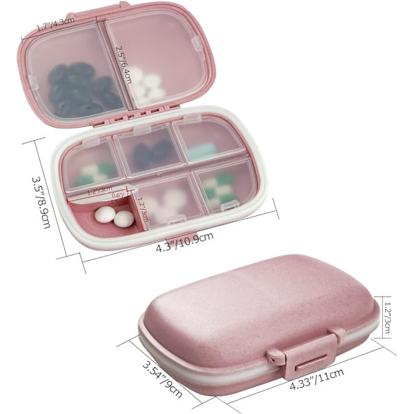 1 st resetable pillerorganisatör, 8 fack, liten bärbar piller