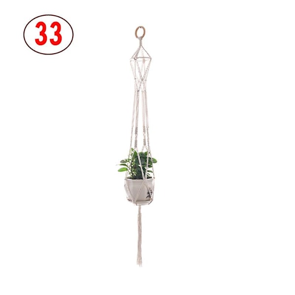 2 st Macrame Växthängare Vit Handgjord Bomullsrep Inomhus Utomhus Hängande Blomkruka (33)