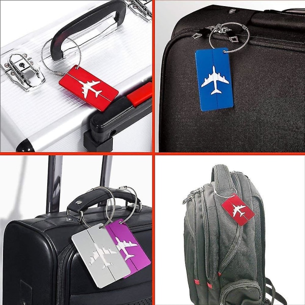 Pakke med 6 bagagemærker, metal kuffertmærker med navneskilt, adressemærke, rejsebagagemærker, vandtæt pvc-bagagehåndtaske