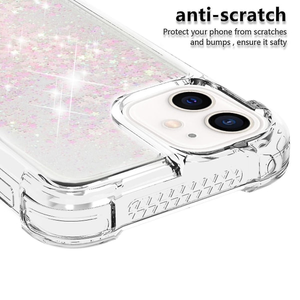 Iphone 12 Case Glitter Flytande Genomskinlig Glittrande Glänsande Bling Kristallklart Flödande Quicksand Cover Tpu Silikon