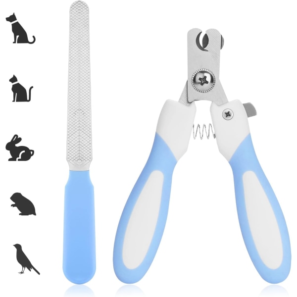 （Blue）Dog Nail Clipper with Nail File, Stainless Steel Cat Nail C