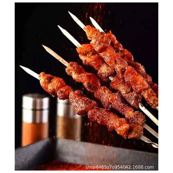 20 stk grillspyd flate 13 tommer metall rustfritt stål grillspyd grillspyd anti-rull tunge pinner brede gjenbrukbare grilling