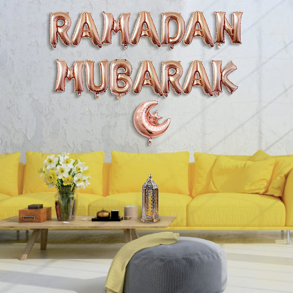 Ramadan Mubarak -koristeilmapallot, Ramadan Mubarak -kirjain kuufolioilmapallobannerisetti kotiin ja puutarhaan