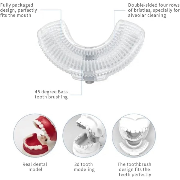 U-formad tandborste för barn 2 delar, 360 U-formad till