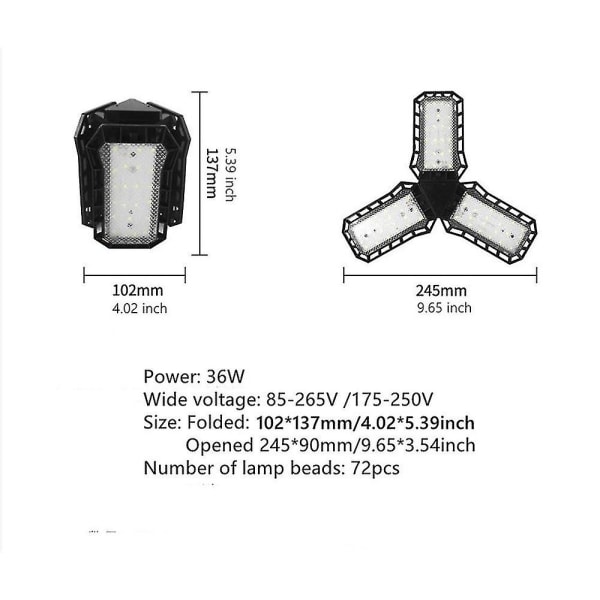 Full Spectrum Trefoil 35w 72led Grow Light Växtodlingslampa för inomhusväxter Hydroponics, svart