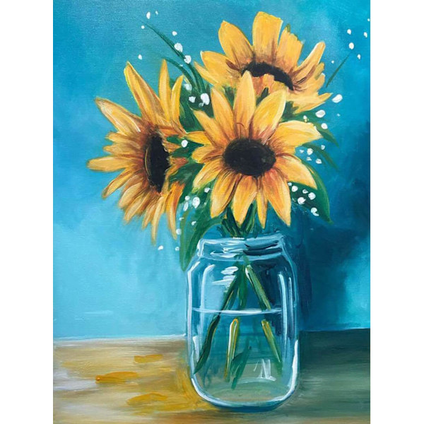 Full Diamond Round Spring Sunflower Diamond Painting Set,5D DIY D