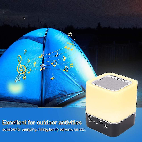 Nattlampa med Bluetooth-högtalare, 5 i 1 touch-lampa med färgbyte, RGB dimbar digital väckarklocka
