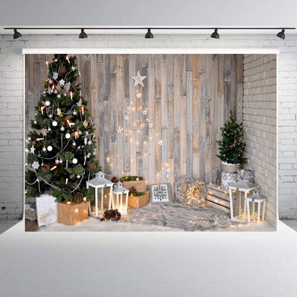125*80cm Jul Rustikk Tre Innendørs Bakgrunn for Fotografering Ch