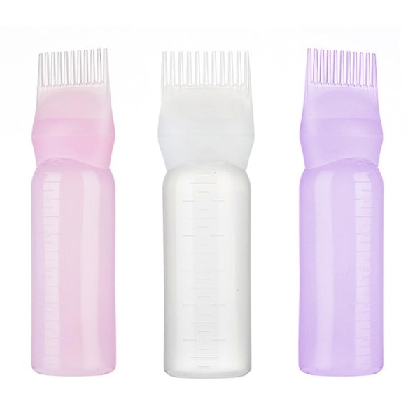 3 st Root Comb Applicator Flaska Tom Flaska Hår Färg Flaska Dispensering Påfyllningsbar Hår Färgning Färgning Flaskor Frisör Styling Verktyg För Salong Rengöring