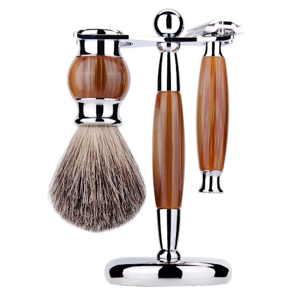 Sæt til barbering 3-delt klassisk sikkerhedsskraber og børste