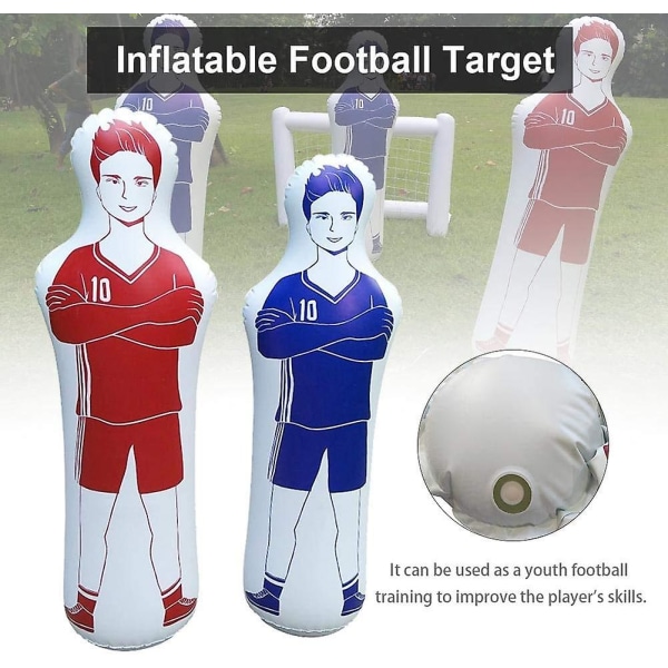 160 cm oppblåsbar fotballtreningsdukke - Fotballtreningsmål Keeper Stå Tumbler - Tumbler Luft Mannequin Forsvarer (Blå)