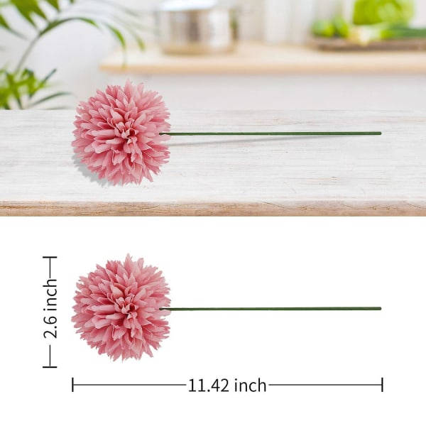 10 stk silkekrysantemkuler buketter hortensia for bryllup brudepike naturtro blomster hjemmedekor diy fest (rosa)