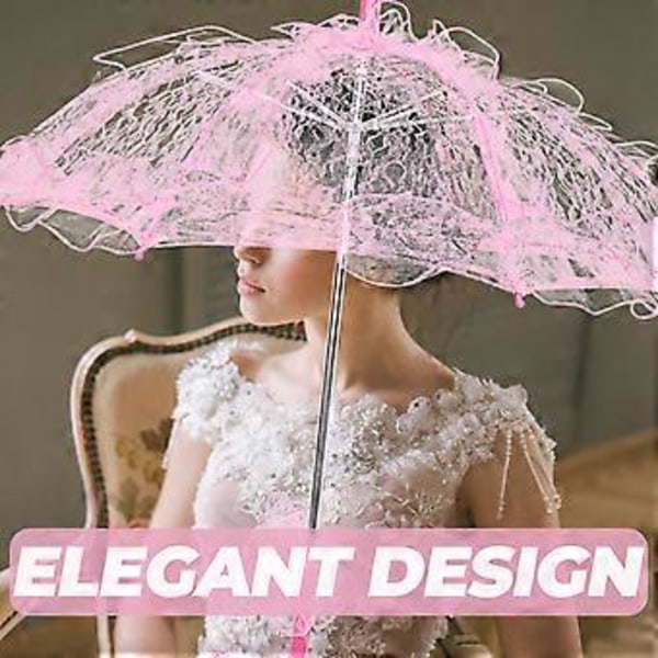 Stilfuld Western Style Paraply Blonde Fleur Parasol Dekoration Bryllup Brudeparaply - Størrelse Lille (Pink)
