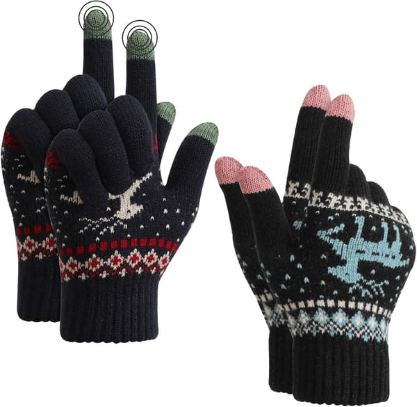 Vinterstrikkede varme hansker Unisex Touch Screen, termisk elastisk F