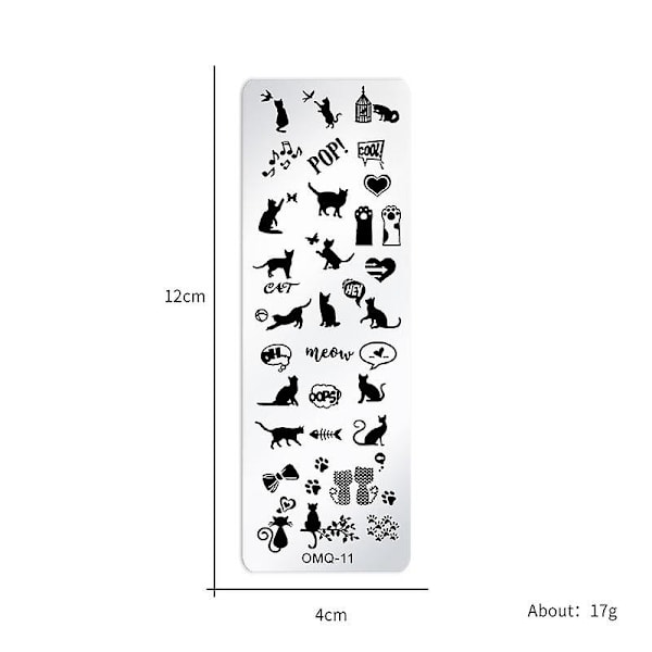 Negleplade til stempling - Skabelon til neglebilleder - Stencil til DIY-tryk - Rustfrit stål værktøj（OMQ12）
