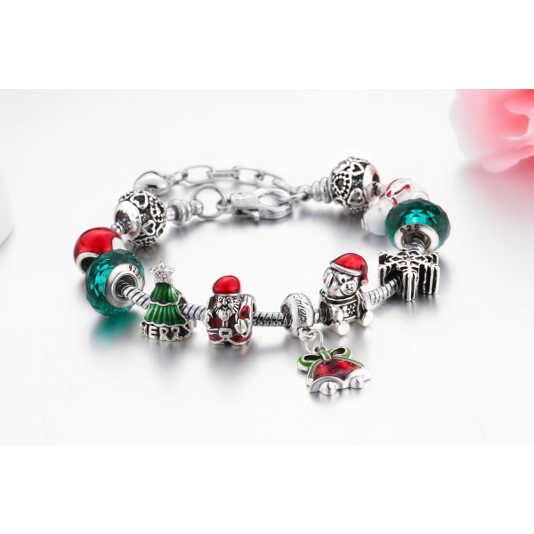 Women's Christmas Bracelet with Santa Bell, Stockings, Bow Tie, P