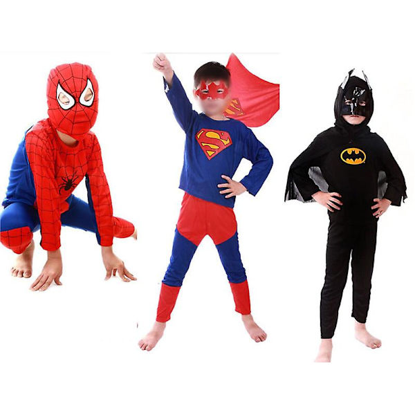 Halloween Superman Cartoon Suit Costumes For Kids 2-7years)（S）