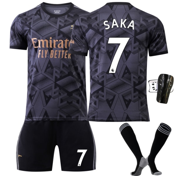 Arsenal Away Black Shirt Set nr. 7 med strumpor + skyddsutrustning,